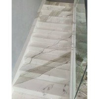 Treads Indoor Stone Step Tiles Spiral Calacatta White Marble Stairs